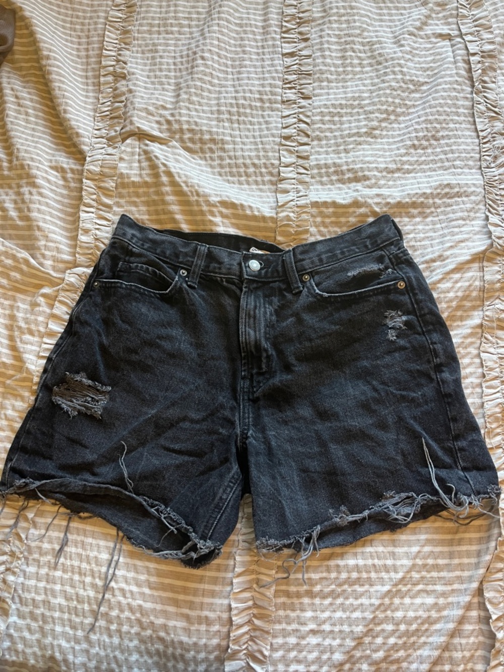 Old Navy Black Distressed Denim Jean Shorts